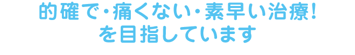 的確で・痛くない・素早い治療！を目指しています